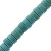 Perles rondelles Heishi 6x3 mm imitation Howlite teintées - Bleu turquoise x38cm