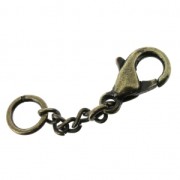 Fermoirs mousquetons 10 mm avec chaînette d'extension et anneau Bronze x5