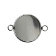 Serti intercalaire anneaux ouverts pour cabochon fond plat 16 mm en Acier inox x1