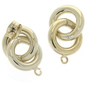 Clous d'oreilles ronds entrelacés avec anneau ouvert à décorer 23x13 mm - Doré x2