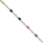 Chaîne avec perles en résine époxy 2 mm - Acier inoxydable 304 - Multicolore Fluo x1m