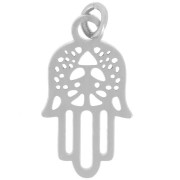 Breloque main de Fatma ajourée 18x9.5 mm avec anneau ouvert - Acier inox 304 x1