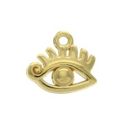 Breloque oeil en zamac 11x12 mm - Doré à l'or fin x1