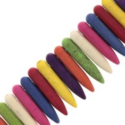 Pendentifs pointes 25x5 mm imitation Howlite teintée - Multicolore x41cm