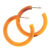 Créoles épaisses fil rond en résine translucide 41 mm - Abricot marbré x2