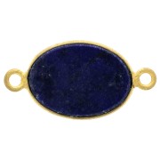 Intercalaire ovale pierre gemme 14x10mm Argent 925 Doré à l'or fin Lapis lazuli x1