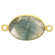 Intercalaire ovale pierre gemme 14x10mm Argent 925 Doré à l'or fin Labradorite x1