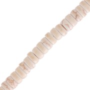 Perles rondelles heishi 6x3 mm imitation Howlite teintée - Crème x38 cm