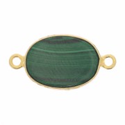 Intercalaire en pierre gemme 15x10 mm Argent 925 Doré à l'or fin - Malachite x1