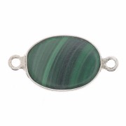 Intercalaire ovale en pierre gemme 15x10 mm - Argent 925 - Malachite x1