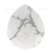 Perle goutte facettée - briolette plate 12x10 mm en pierre gemme - Howlite x1