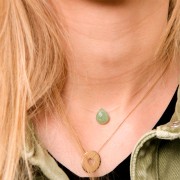 Perle goutte facettée - briolette plate 12x10 mm en pierre gemme - Unakite x1