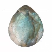 Perle goutte facettée - briolette plate 12x10 mm en pierre gemme - Labradorite x1