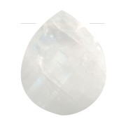 Perle goutte facettée - briolette plate 12x10 mm pierre gemme - Pierre de lune x1