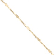 Chaîne maille Forçat alternée coeur 2.05 mm - Plaqué Or 3 microns x50cm