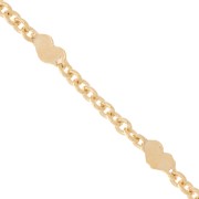 Chaîne maille Forçat alternée coeur 2.05 mm - Plaqué Or 3 microns x50cm