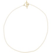 Tour de cou chaîne maille Rombo limée 2mm et fermoir T - Plaqué Or 3 microns x42cm