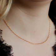 Tour de cou chaîne maille Rombo limée 2mm et fermoir T - Plaqué Or 3 microns x42cm