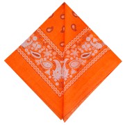 Orange Fluo - Bandana 100% coton - motif Cachemire - Orange Fluo x1 Bandana 100% coton - motif Cachemire - Orange Fluo x1