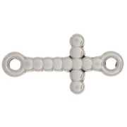 Intercalaire croix travaillé 2 anneaux 22x11 mm - Placage argent fin vieilli x1