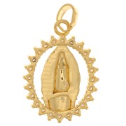 Pendentif ovale - motif vierge en relief avec oxydes de Zirconium 22x16 mm - Doré - Crystal x1