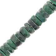 Perles Heishi rondelles facettées - en pierre gemme 5.5x2 mm - Malachite x20