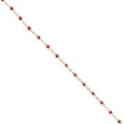 Chaîne avec perles en résine époxy 2 mm - Acier inoxydable 304 Doré - Rouge x1m