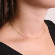 Tour de cou Forçat alternée perles rondes 2.5mm (1x3) - Plaqué Or 3 microns x37cm