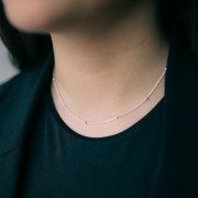 Tour de cou Forçat alternée perles rondes 2.5mm (1x3) - Argent 925 x37cm