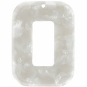 Pendentif rectangle évidé 40x30 mm en acétate - Ecaille de tortue - Blanc nacré