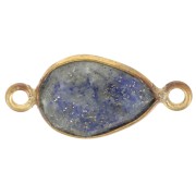 Intercalaire goutte 13x8 mm en pierre gemme - Doré à l'or fin - Lapis lazuli x1