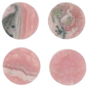 Cabochon plat rond - palet - 12 mm en pierre gemme - Rhodochrosite x1