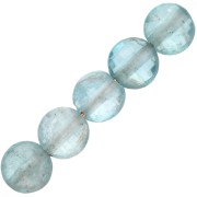 Perles plates rondes facettées - palets 4 mm en pierre gemme - Apatite x10
