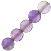 Perles plates rondes facettées - palets 4 mm en pierre gemme - Amethyste x10