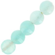 Perles plates rondes facettées - palets 4 mm en pierre gemme - Amazonite x10