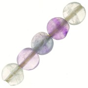 Perles plates rondes facettées - palets 4 mm en pierre gemme - Fluorite x10