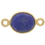 Intercalaire ovale en pierre gemme 13x8 mm - Argent 925 Doré Or fin - Lapis lazuli