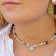 Intercalaire collier goutte facetté 17x16 mm Argent 925 Doré Or fin - Labradorite