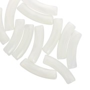 Perles tube incurvé 32x8 mm en acrylique transparent - Marbré Blanc x6