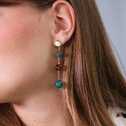 Perles rondes 10 mm en acrylique - Marbré Blanc - Marron x15