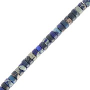 Perles Heishi rondelles pierre gemme - Régalite teintée 4x2 mm - Bleu foncé x38cm