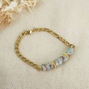 Perles Heishi rondelles pierre gemme - Régalite teintée 4x2 mm - Orange x40cm