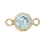 Intercalaire rond 4.5mm - oxyde Zirconium -Aquamarine - Gold filled (or laminé) x1