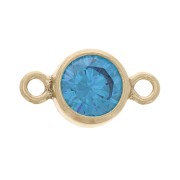 Intercalaire rond 4.5 mm oxyde de Zirconium -Aqua Blue -Gold filled (or laminé) x1