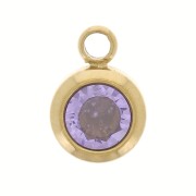 Light Amethyst - Breloque pierre de naissance zircon 6mm Juin Acier inox 304L Doré Light Amethyst Breloque pierre de naissance zircon 6mm Juin Acier inox 304L Doré Light Amethyst