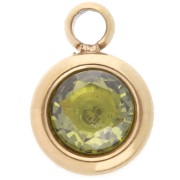 Peridot - Breloque pierre naissance oxyde zirconium 6 mm Août Acier inox 304L Doré - Peridot Breloque pierre naissance oxyde zirconium 6 mm Août Acier inox 304L Doré - Peridot