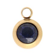 Sapphire - Breloque pierre naissance oxyde zircon 6mm Septembre Acier inox 304L Doré Saphir Breloque pierre naissance oxyde zircon 6mm Septembre Acier inox 304L Doré Saphir