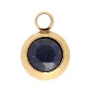 Sapphire - Breloque pierre naissance oxyde zircon 6mm Septembre Acier inox 304L Doré Saphir Breloque pierre naissance oxyde zircon 6mm Septembre Acier inox 304L Doré Saphir