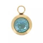 Breloque pierre naissance oxyde zirconium 6mm Décembre Acier inox 304L Doré - Blue
