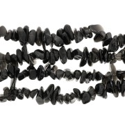 Perles chips 3 - 5 mm en pierre gemme - Agate noire x80cm